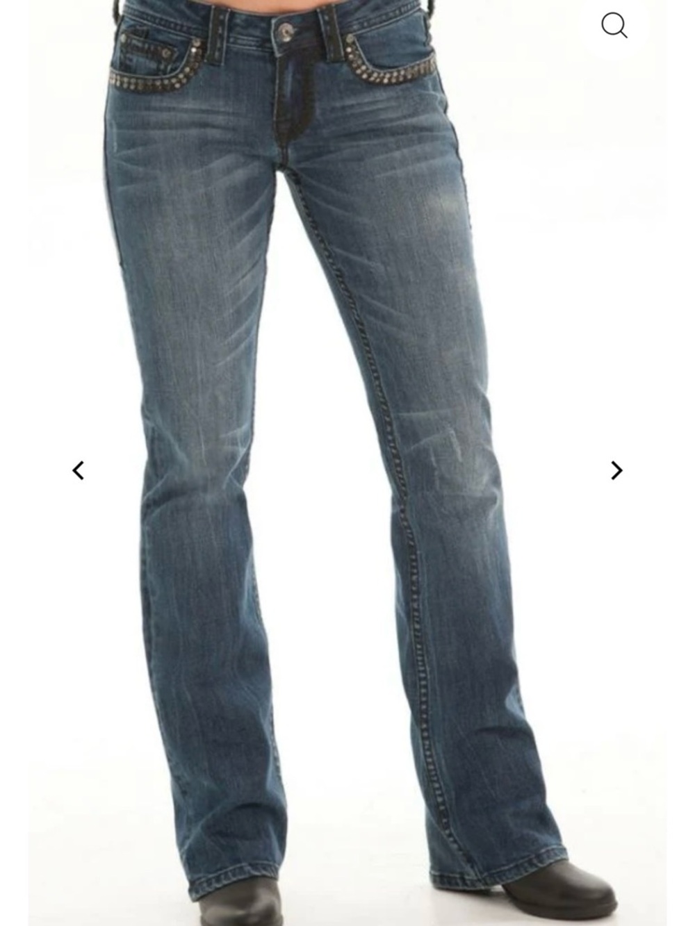 EUC Cowgirl Tuff Dark Blue Bootcut Jeans with Stud Detail—30x35